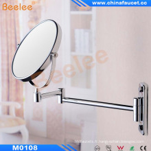 Miroir en métal pivotant mural rond double face pour salle de bain